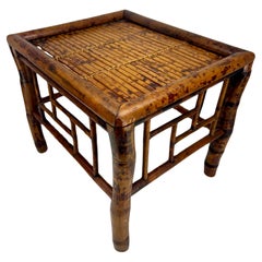 English Tortoise Burnt Bamboo Stool or Low Side Table, circa 1960’s