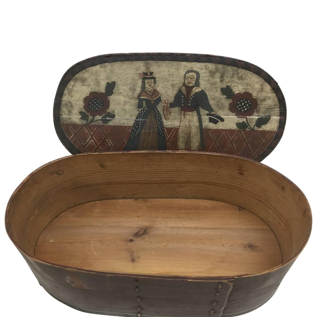 Danish 18th Century Folk Art Hat Or Wick Box 