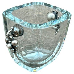 Small Danish Glass Vase with Sterling Silver Grapes, A. Dragsted