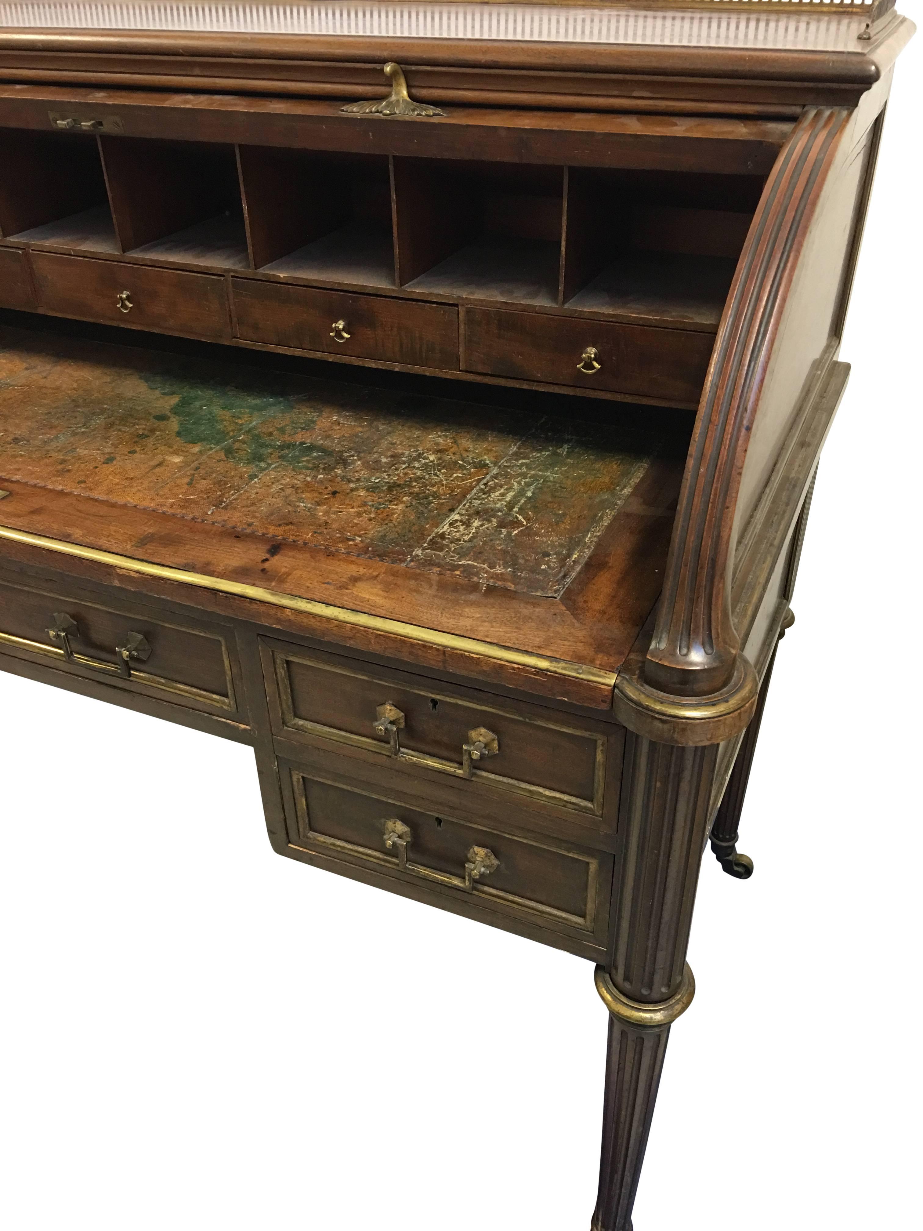 Wood French Directoire Roll-Top Writing Desk From Savoy Hotel In London