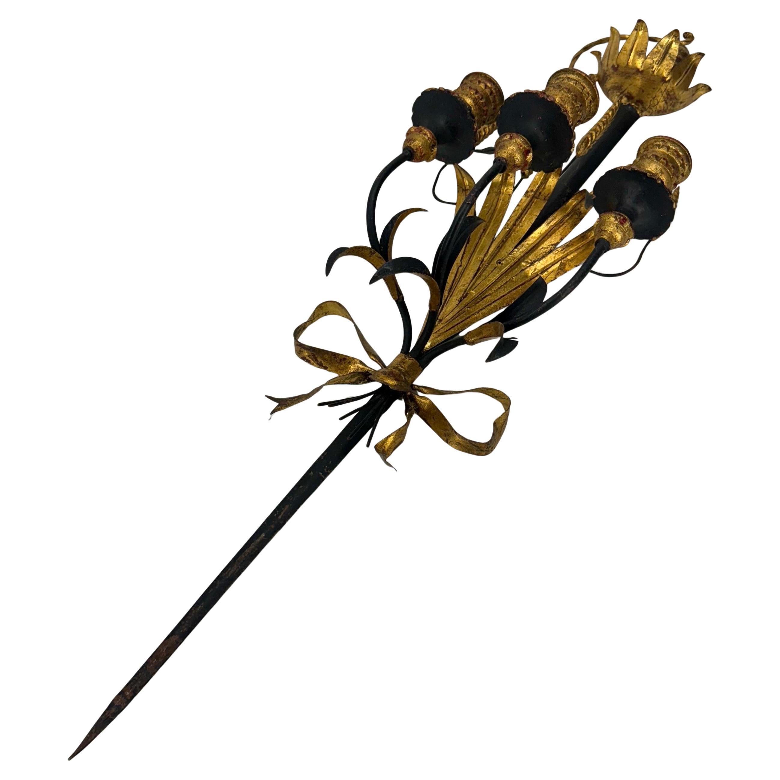 Italienisches Blatt und Weizen Schwarz Vergoldet Saber Kerze Wandleuchter