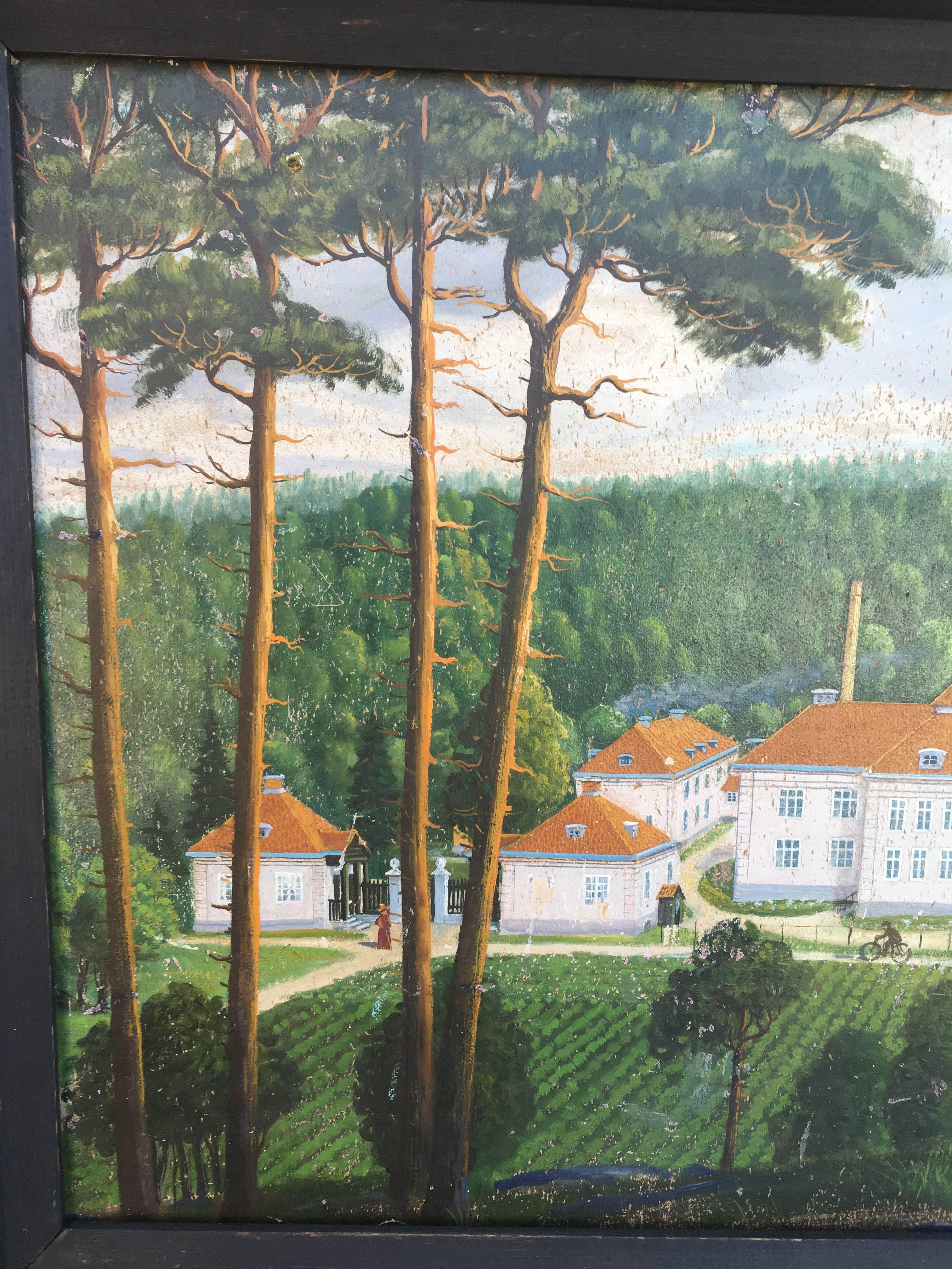 Beautiful detailed painting of Sanatorium Boraas in the middle part Sweden.