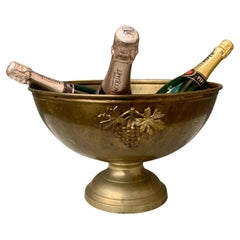 Large French Brass Footed Wine Champagne Bucket