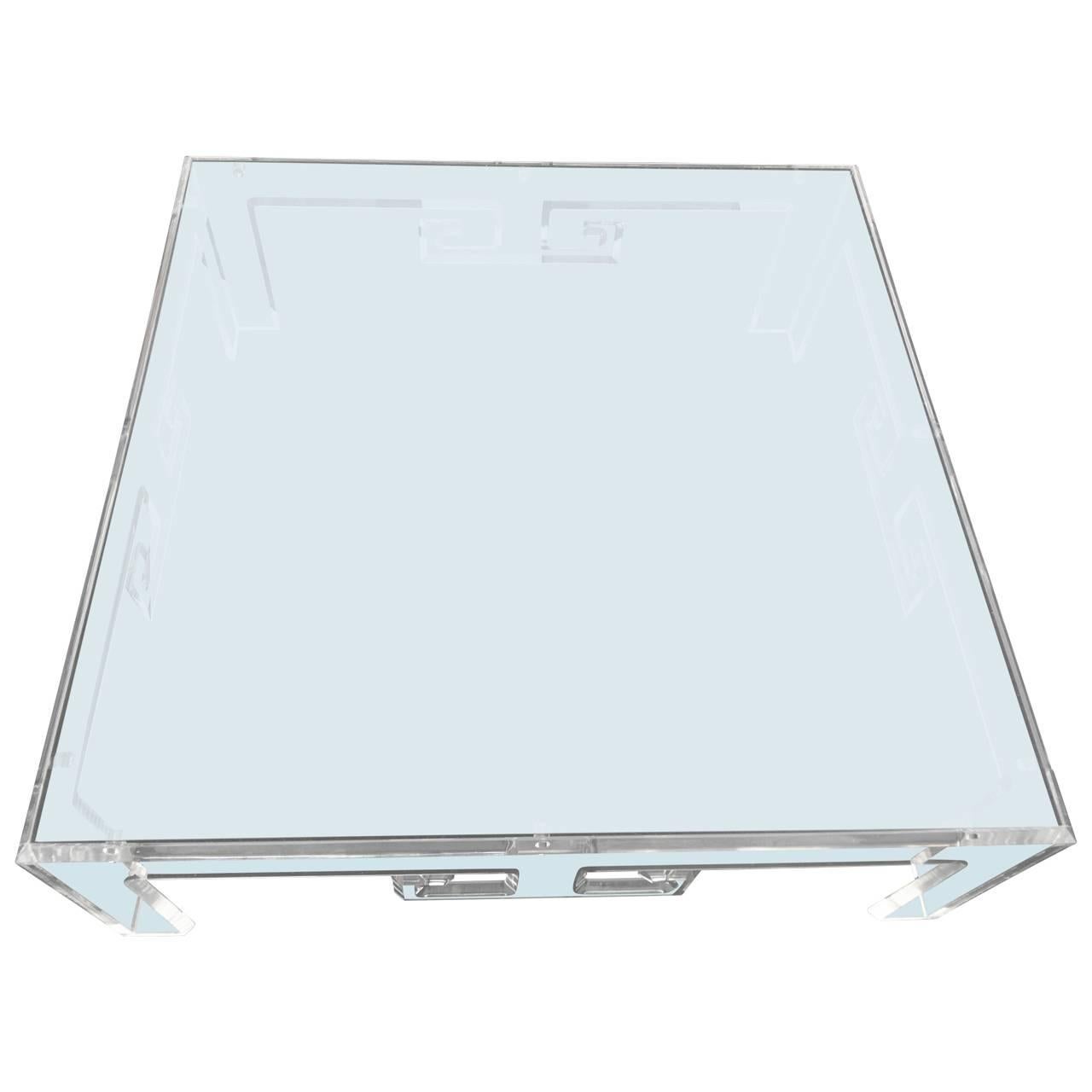 American Large Square Lucite Coffee Table