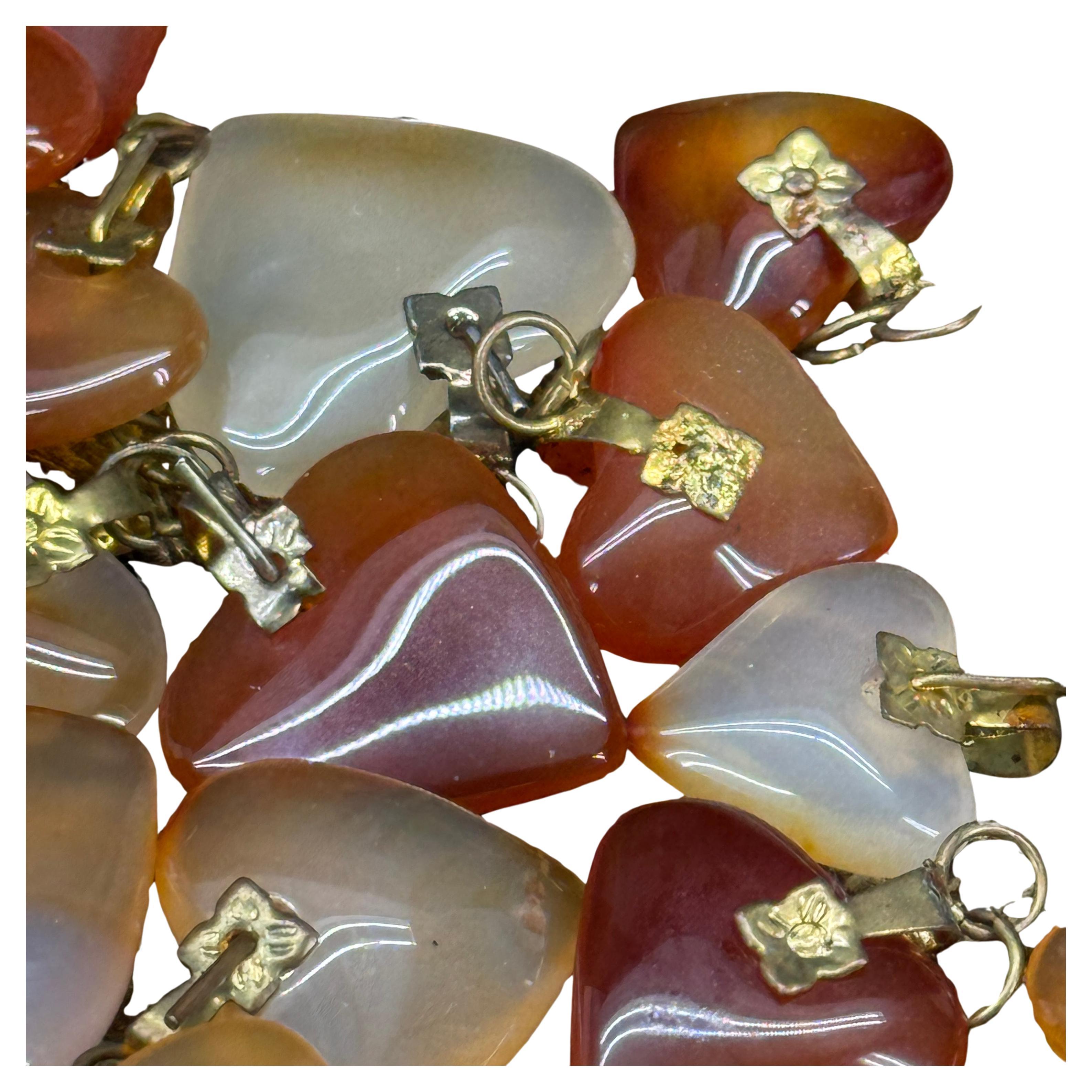Collection of Small Charming Agate Pendant Hearts For Sale