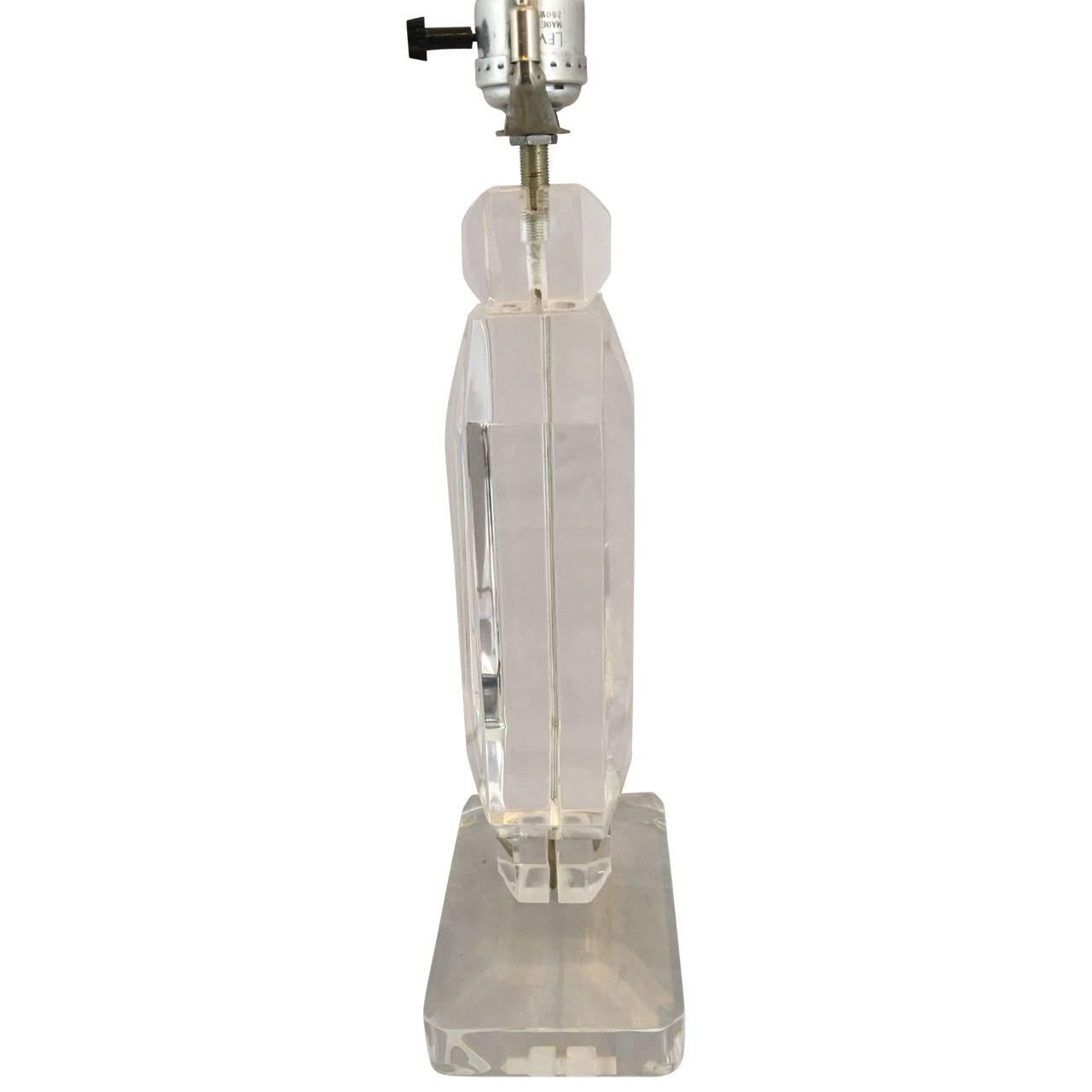American Charles Hollis Thick Lucite Table Lucite Lamp
