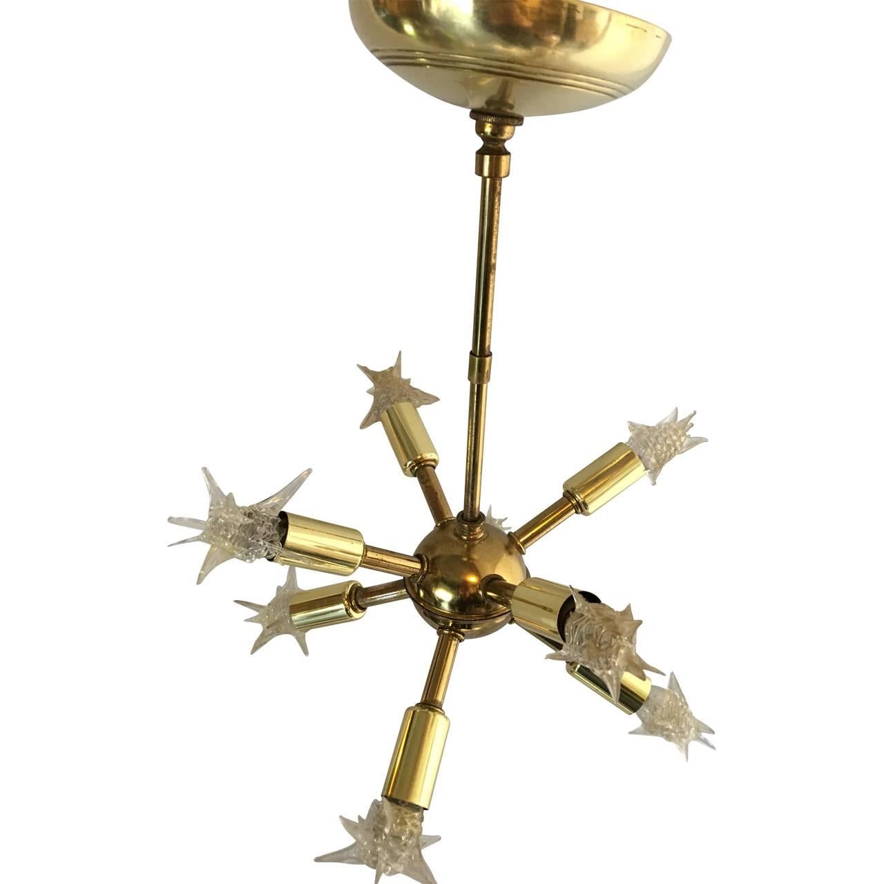 American Small Brass Sputnik Chandelier 