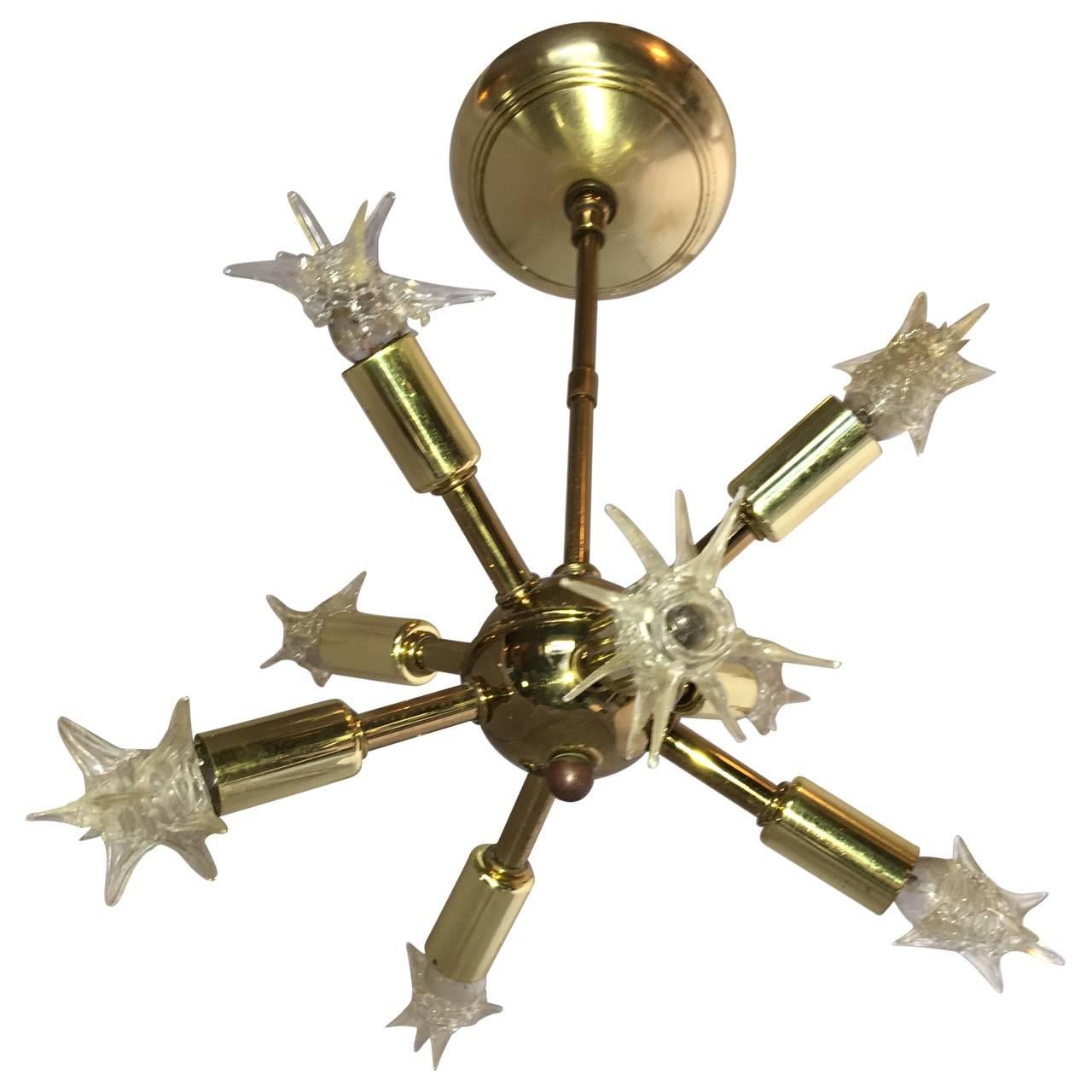 20th Century Small Brass Sputnik Chandelier 
