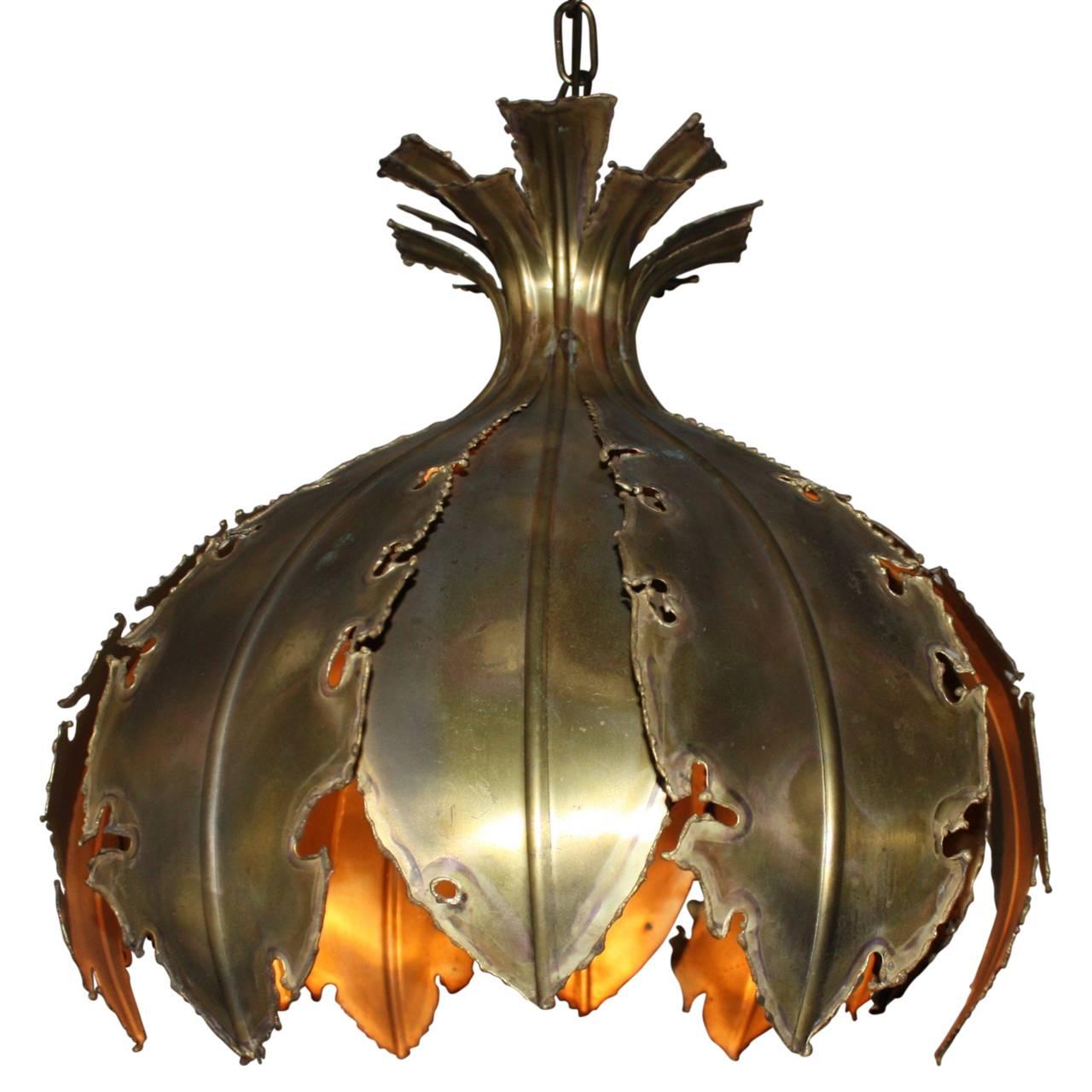 Other 20th Century Tulip Brass Brutalist Lamp