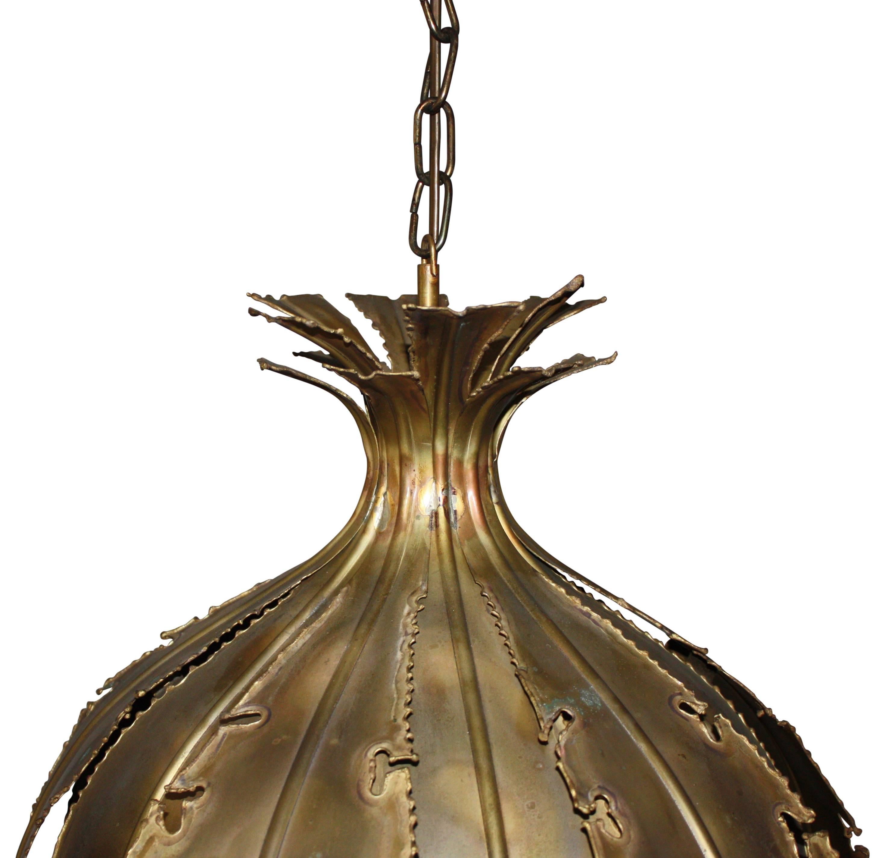 Mid-20th Century 20th Century Tulip Brass Brutalist Lamp