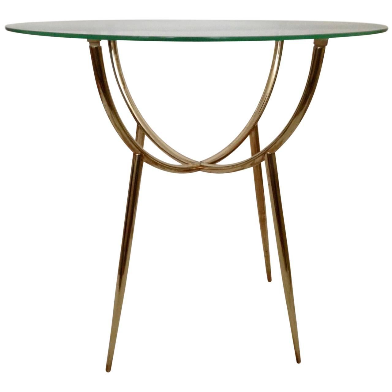 Mid-Century Modern Mid-Century Brass and Glass Occasional Table