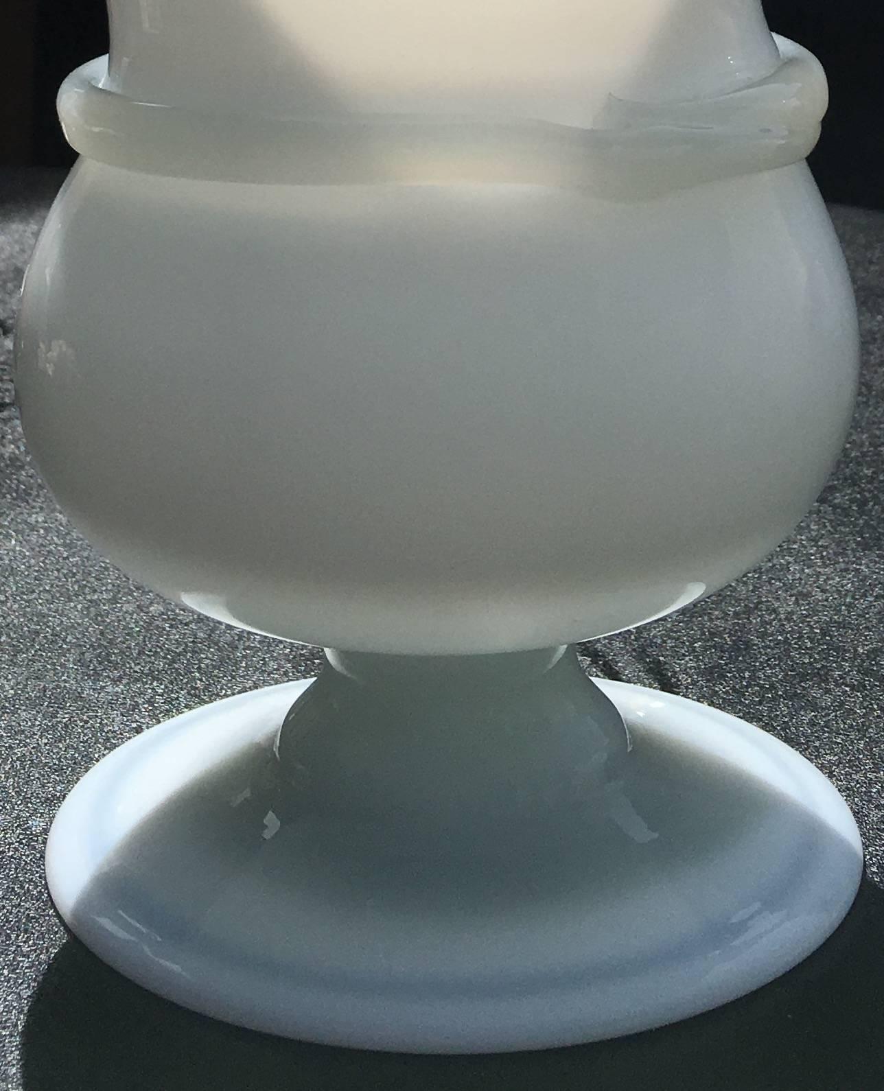 19th Century Large White Ivory Colored Opaline Vase