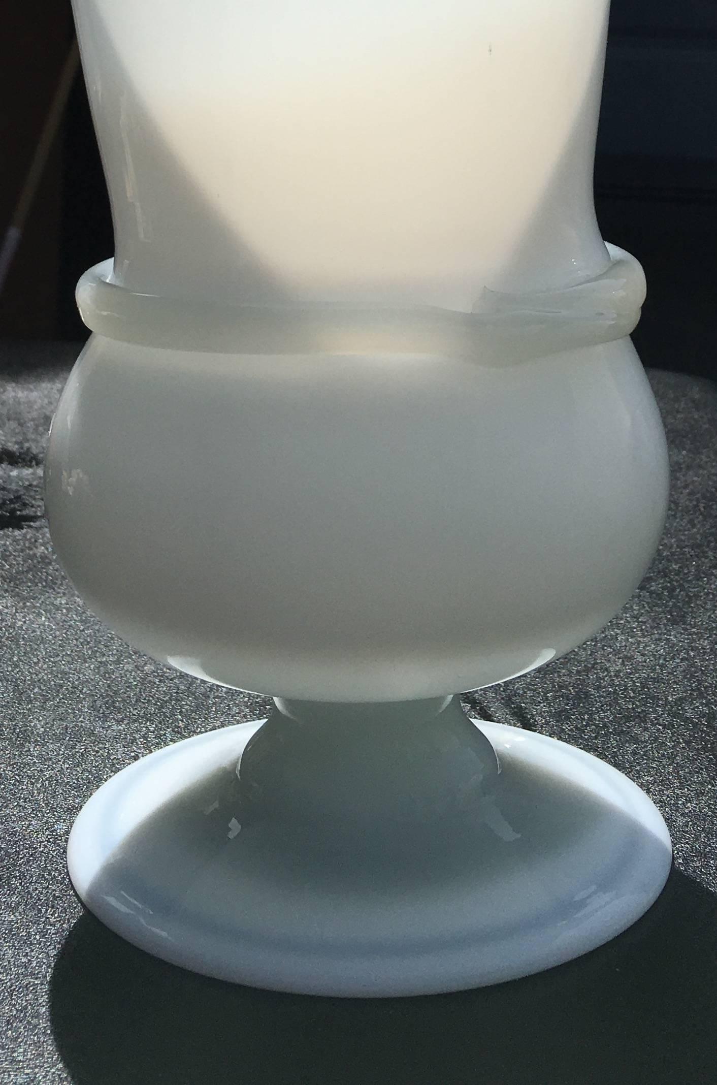 Large White Ivory Colored Opaline Vase 1