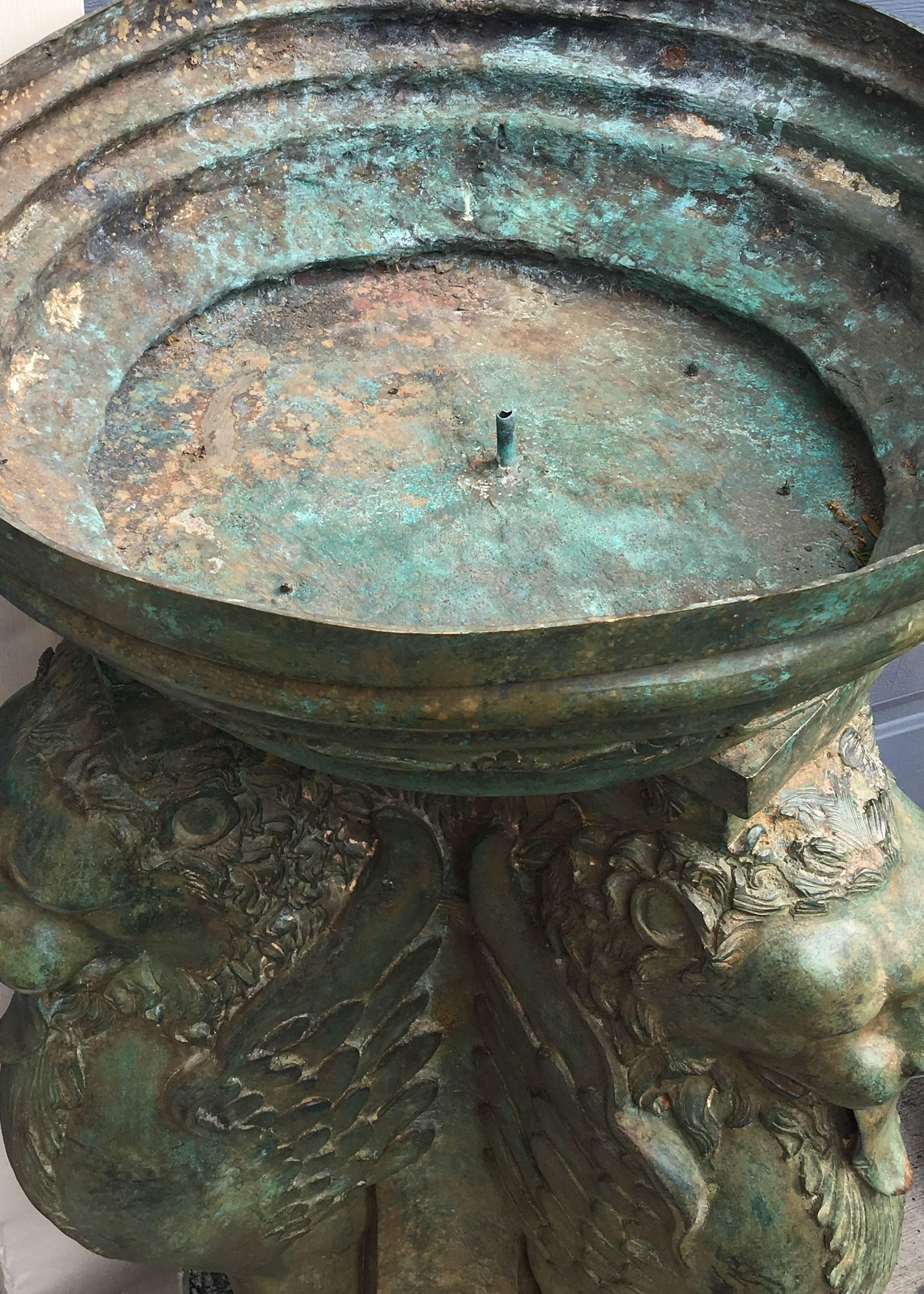 Pair Of Large Bronze Planters Or Garden Urns 4