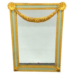 Carvers' Guild Petite Festoon Painted Gilt Wood Wall Mirror Carvers' Guild Petite Festoon Painted Gilt Wood Wall Mirror