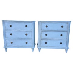 Pair of Swedish Gustavian Style Cream Painted Chest of Drawers Bureau