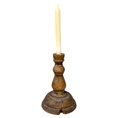 Swedish 19th Century Folk Art Painted Wood Candlestick