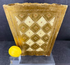 Italian Florentine Gold and Cream Wastebasket Trash Can, Mid-Century Modern
