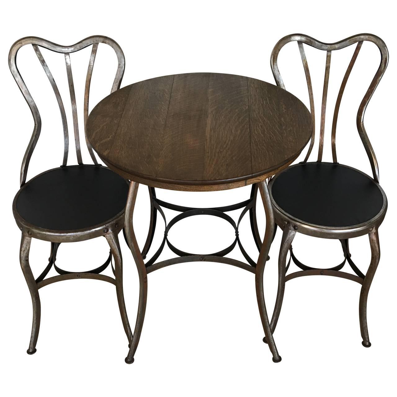 American Toledo Bistro Cafe Set of Two Chairs and Table