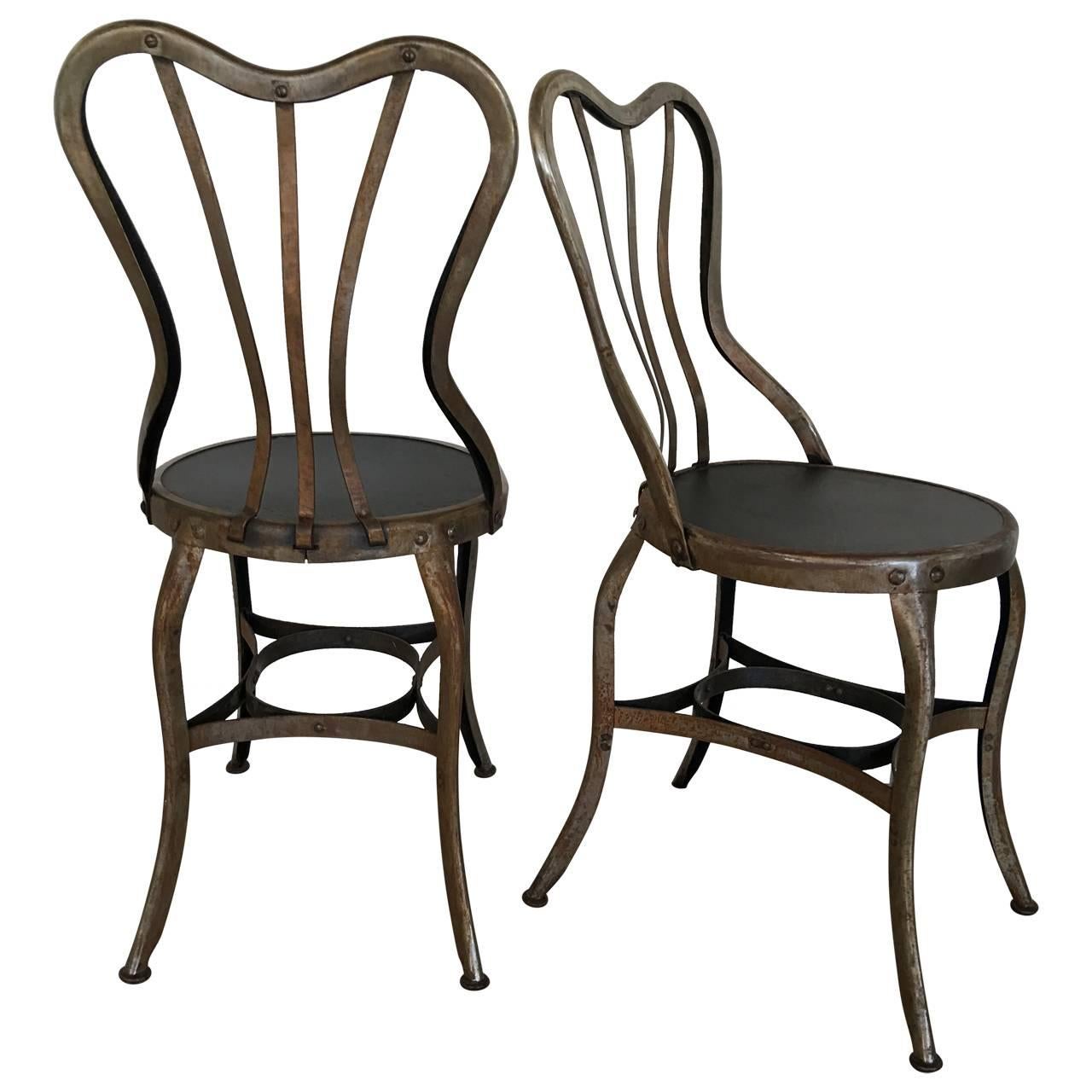 20th Century Toledo Bistro Cafe Set of Two Chairs and Table