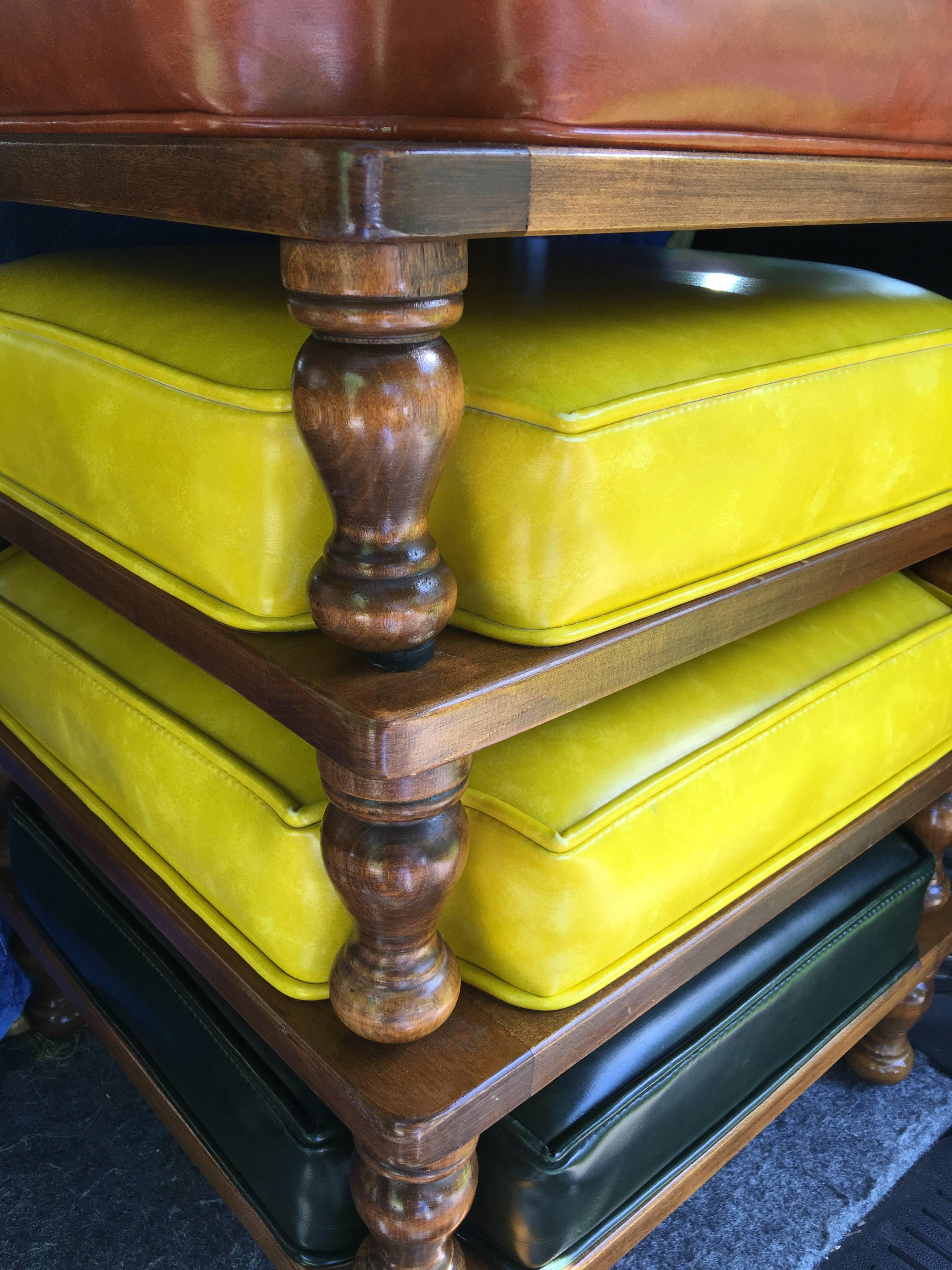 Lacquered Set of Mid-Century Stacking Ottomans