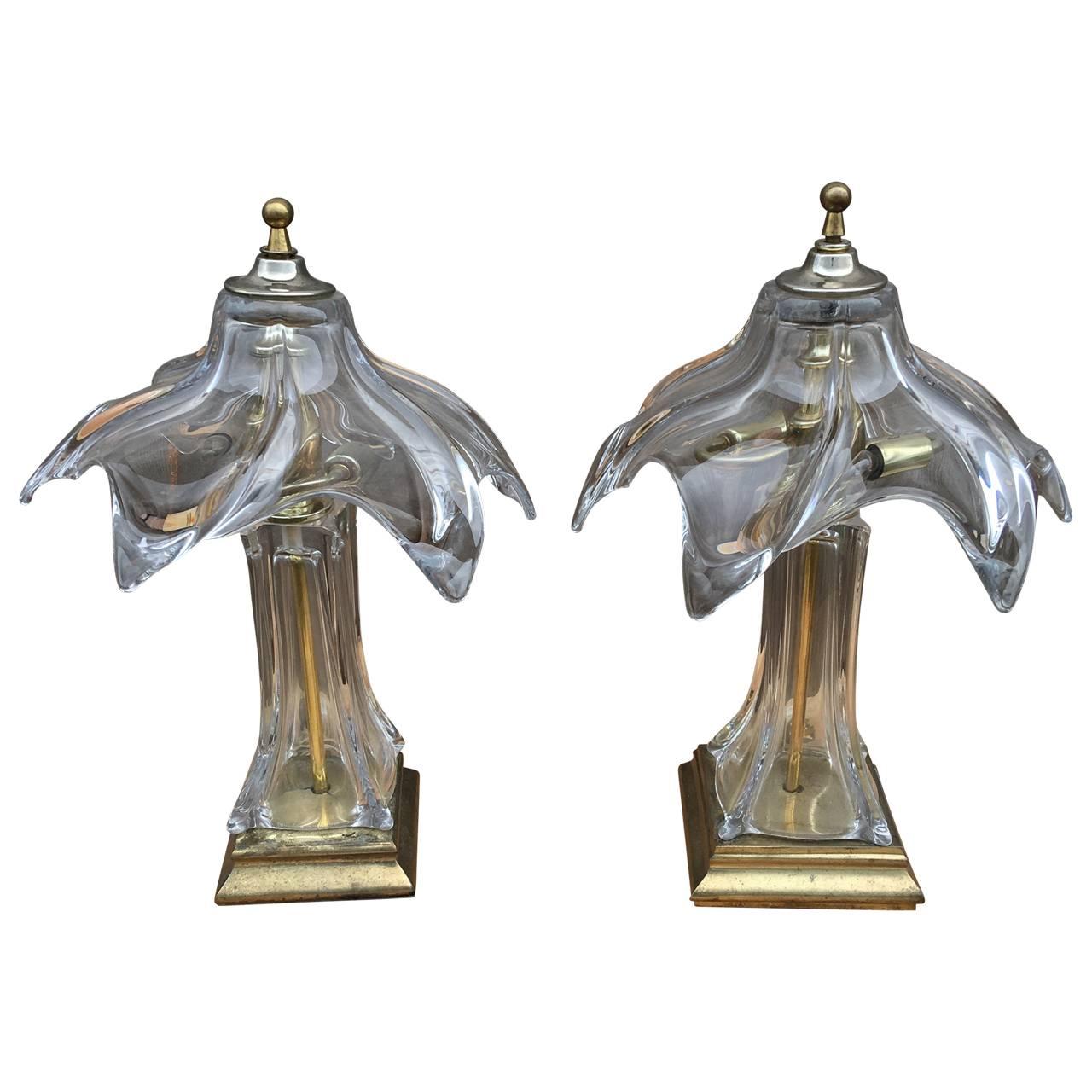 Italian Pair of Murano Glass Lamps, circa 1960's