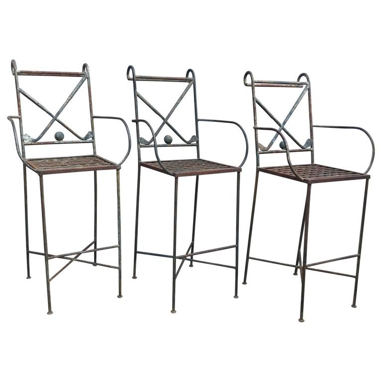 Set of Three GolfThemed Bar Stools For Sale at 1stdibs
