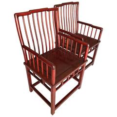 Set of Six Elegant Chinese Hardwood Dining Room Chairs