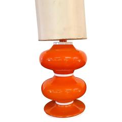 Large Italian Mid-Century Modern Table Lamp of Orange Glass