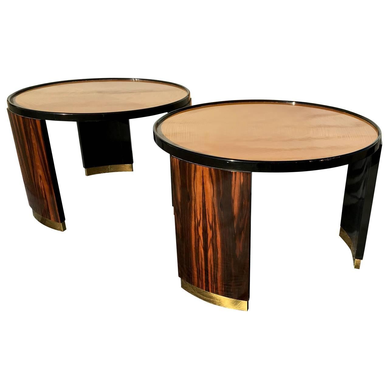 Mid-Century Modern Pair of Round Mastercraft Occasional Side Tables