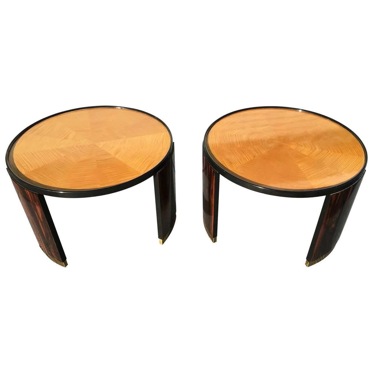 Pair of Round Mastercraft Occasional Side Tables In Excellent Condition In Haddonfield, NJ