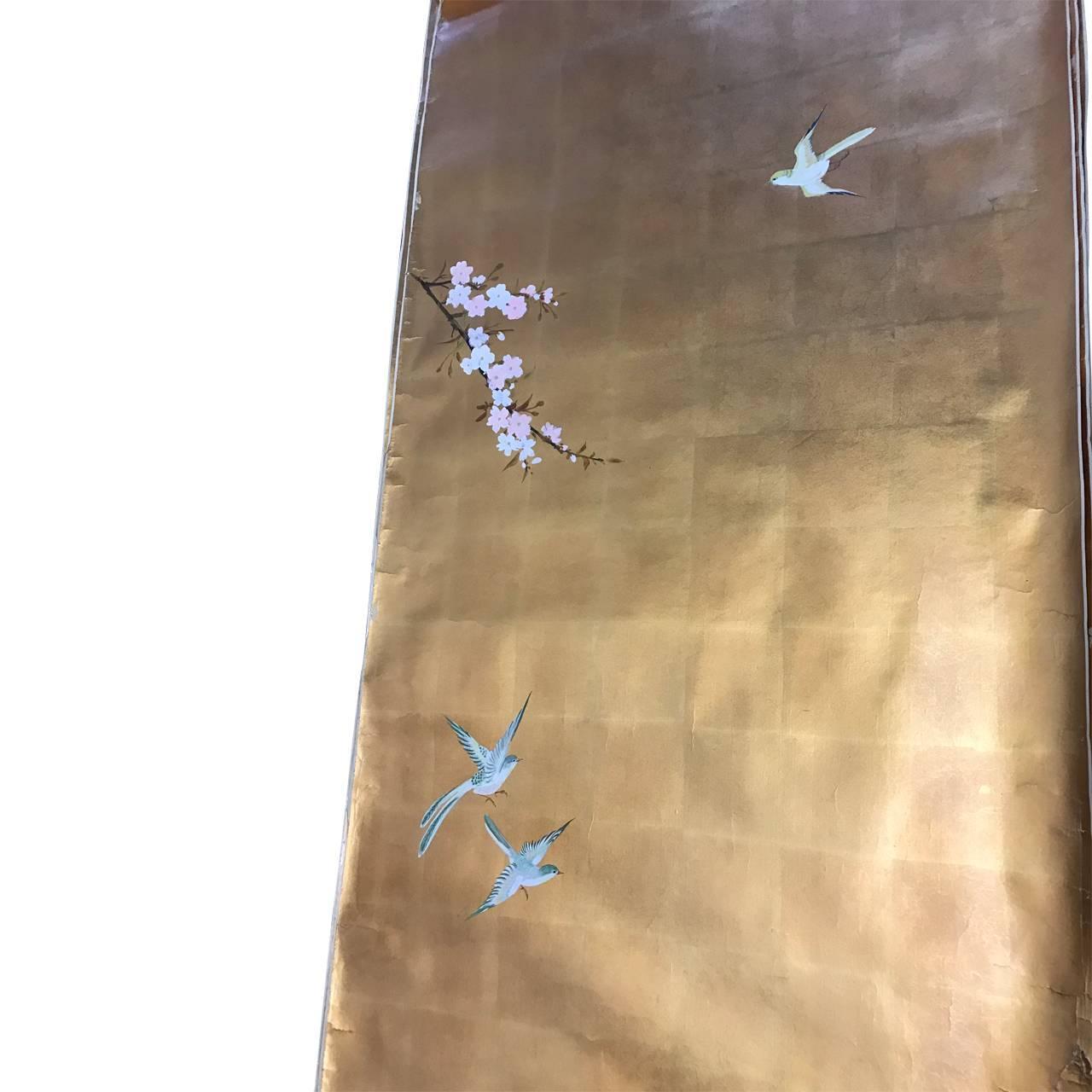 Four Vintage Hand-Painted Gracie Wallpaper Panels For Sale at 1stdibs