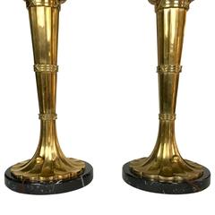 Pair of Large Brass Torchiere Table Lamps by Chapman