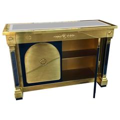 Modern Empire Design Mastercraft Brass and Black Lacquer Cabinet Credenza