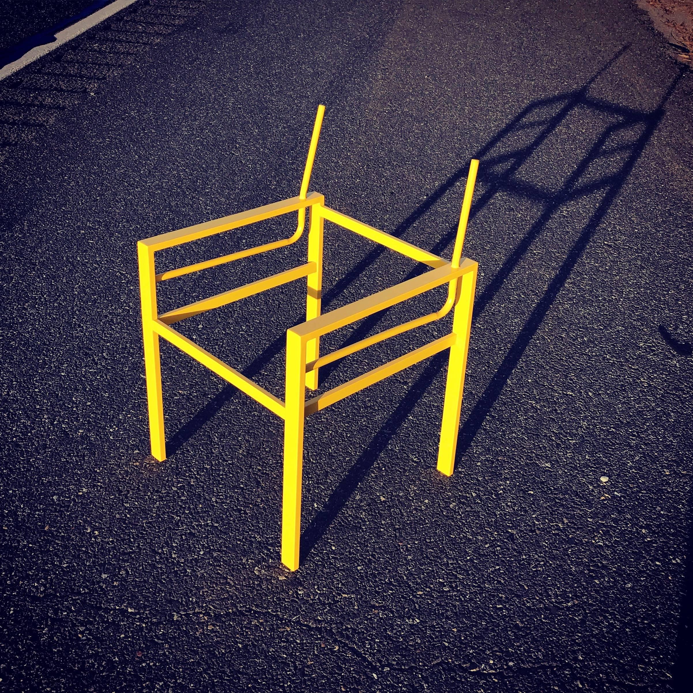 20th Century Mid-Century Modern Director Armchair Faux Suede and Powder Coated in Yellow For Sale