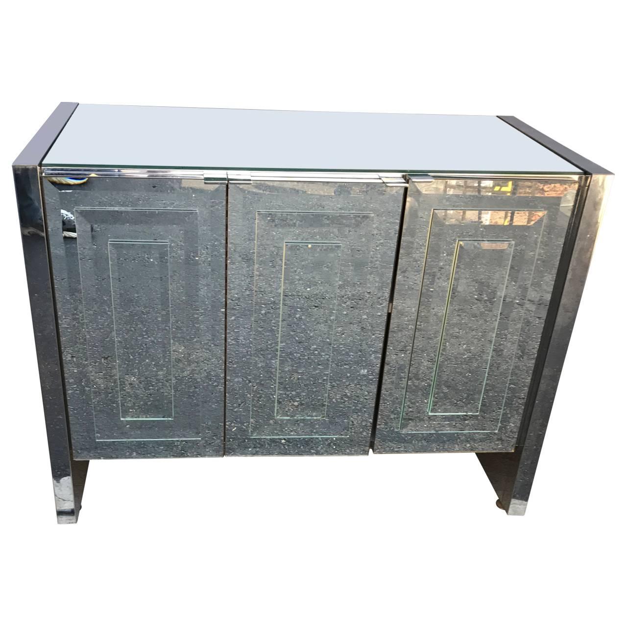 American Mirrored Ello Three-Door Credenza Cabinet