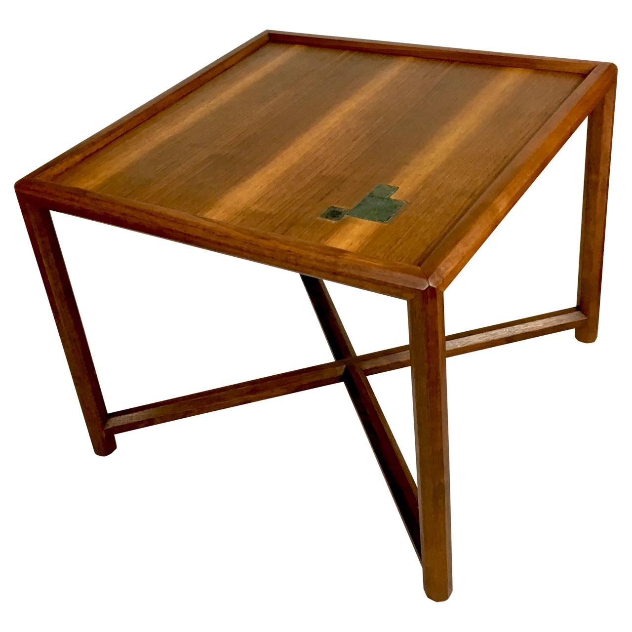 Mid-Century Modern Edward Wormley Occasional Table With Tiffany Tiles, Made For Dunbar 