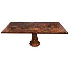 Amazing Paul Evans Style Dining Table With Glass Top, 1970s 9