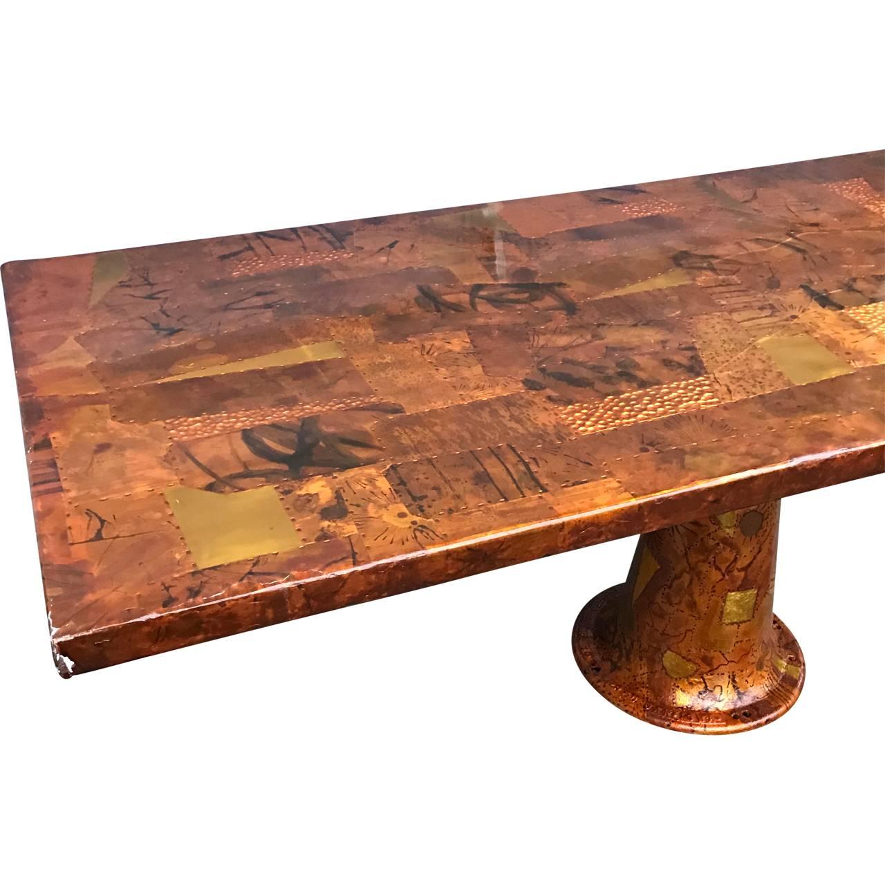 Mid-Century Modern Amazing Paul Evans Style Dining Table With Glass Top, 1970s