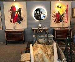 Large Round Modern Thick Lucite Mirror