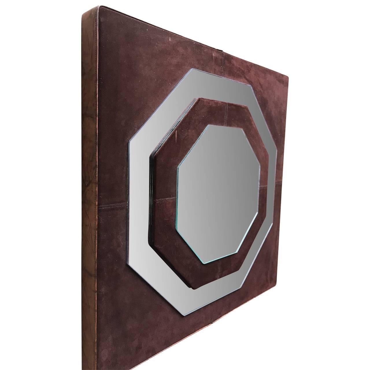 Miroir en daim moderne du milieu du siècle dernier par Schlesinger Brothers Bon état - En vente à Haddonfield, NJ
