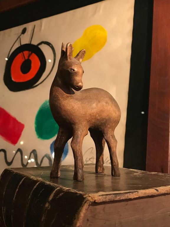Small Wooden Deer Sculpture at 1stDibs