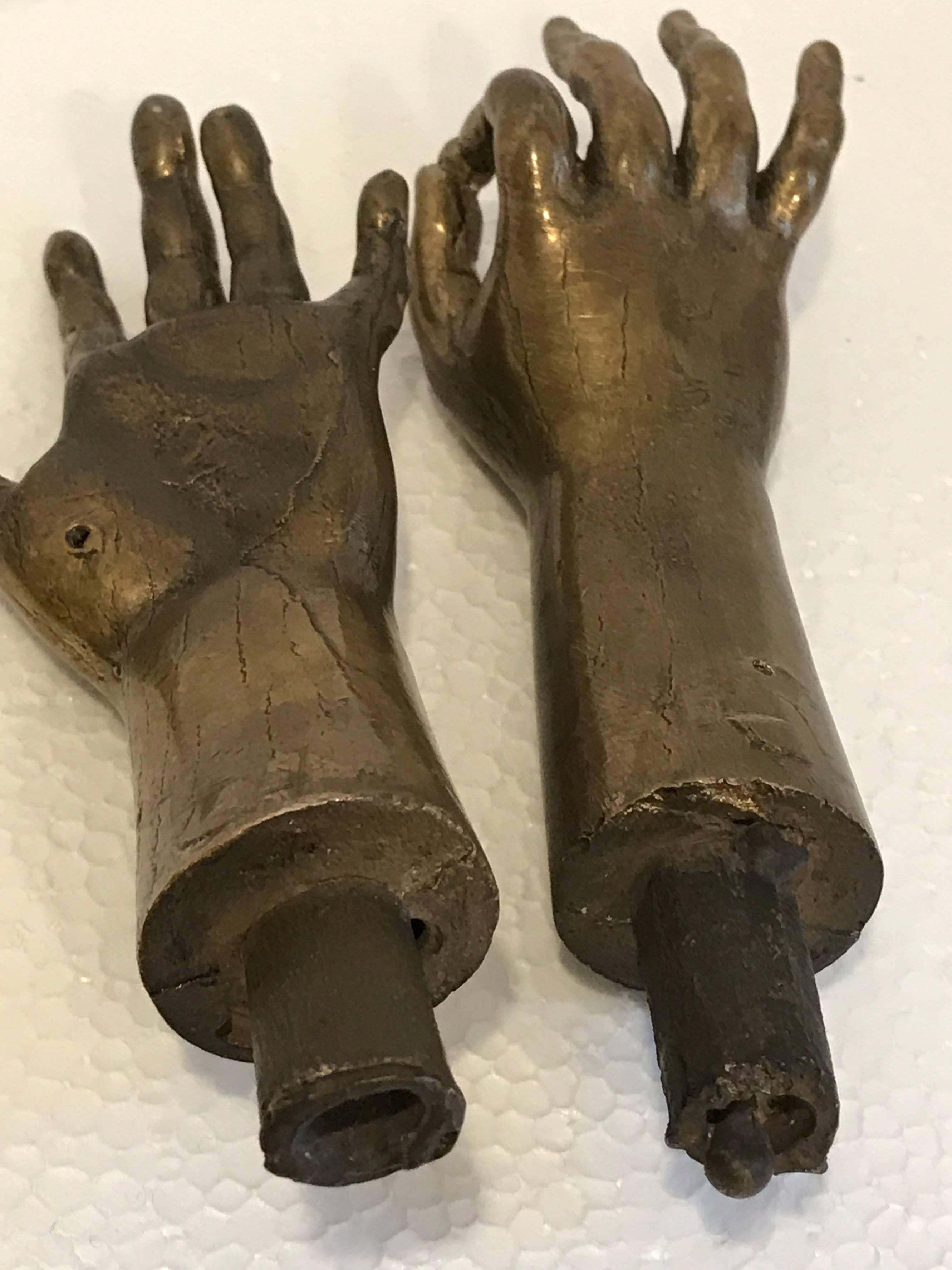 American Pair of Bronze Hands Sculpture