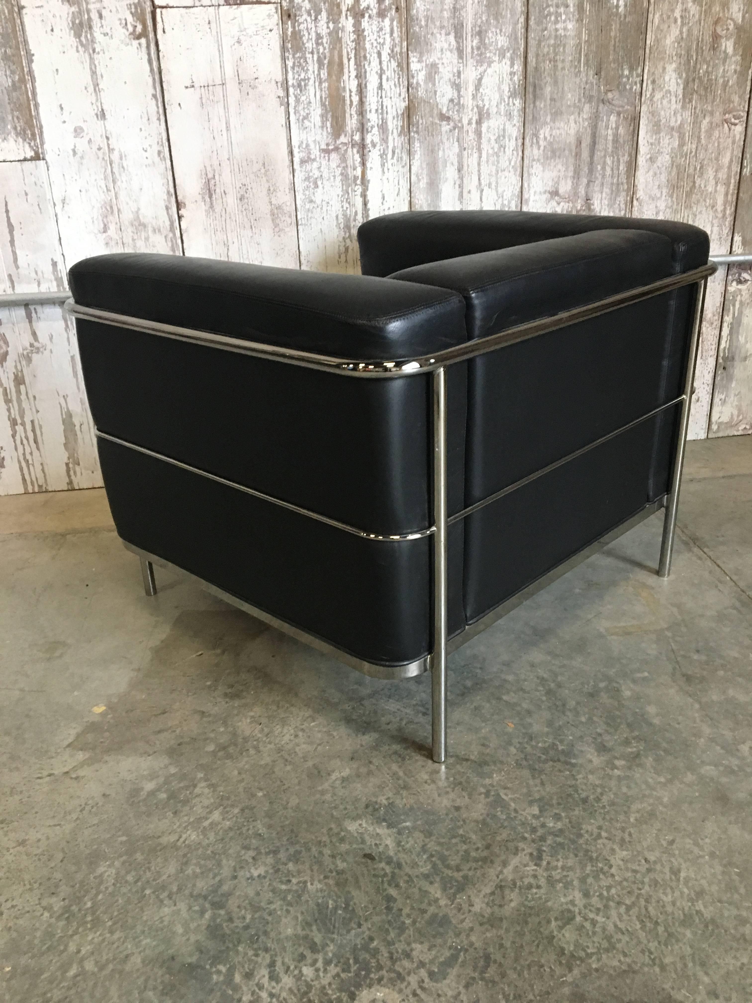 20th Century Pair of Lounge Chairs by Jack Cartwright In Black Leather