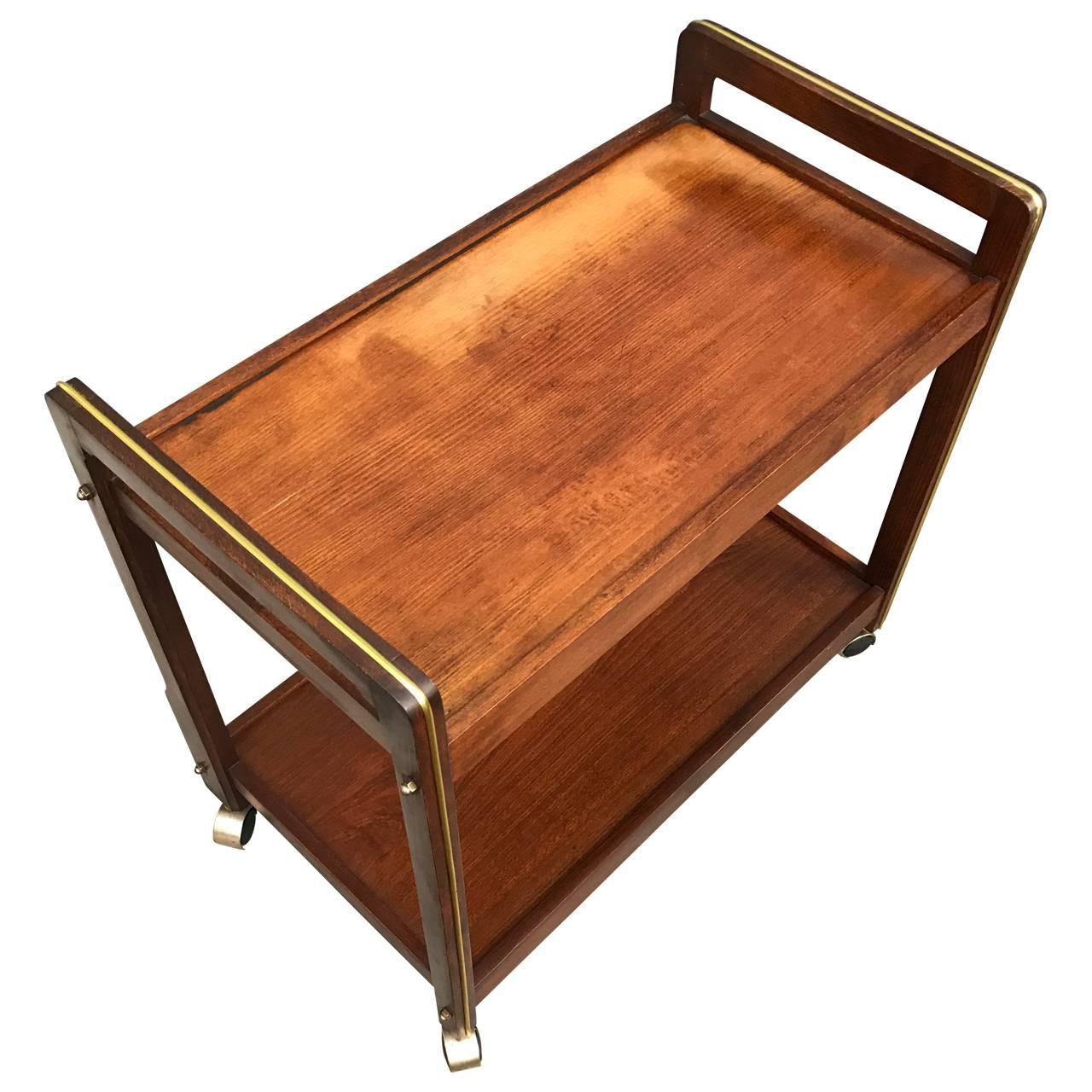 Mid-Century Modern Mid-Century Wooden Bar Cart For Sale