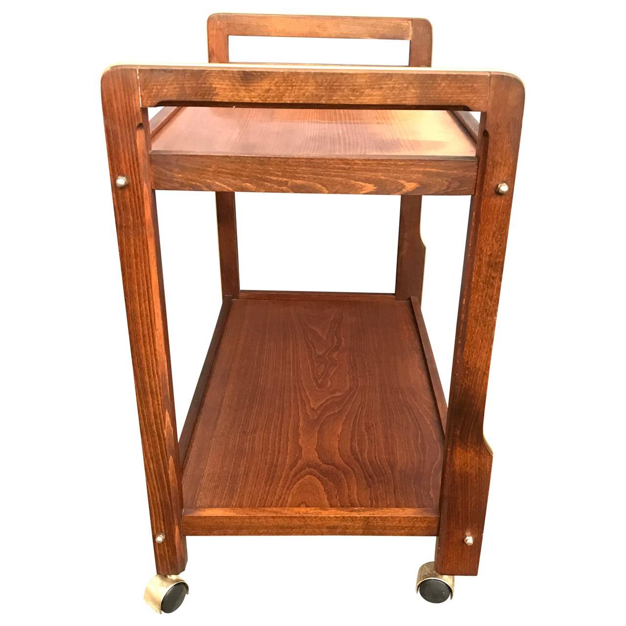 Mid-Century Wooden Bar Cart In Good Condition For Sale In Haddonfield, NJ