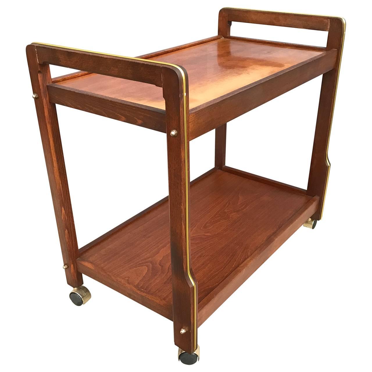20th Century Mid-Century Wooden Bar Cart For Sale