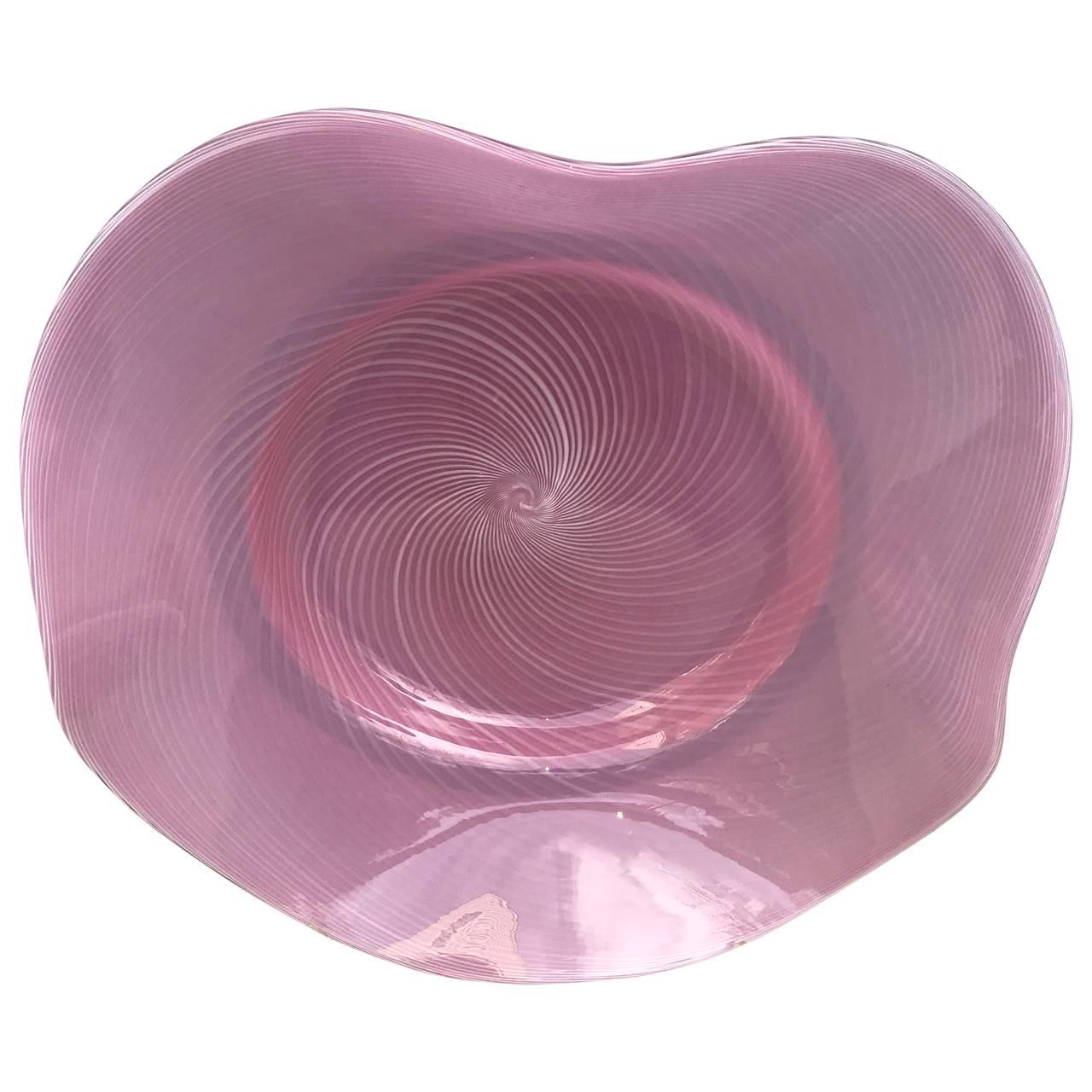 Art Glass Large Pink Murano Glass Bowl 
