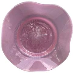 Vintage Large Pink Murano Glass Bowl 