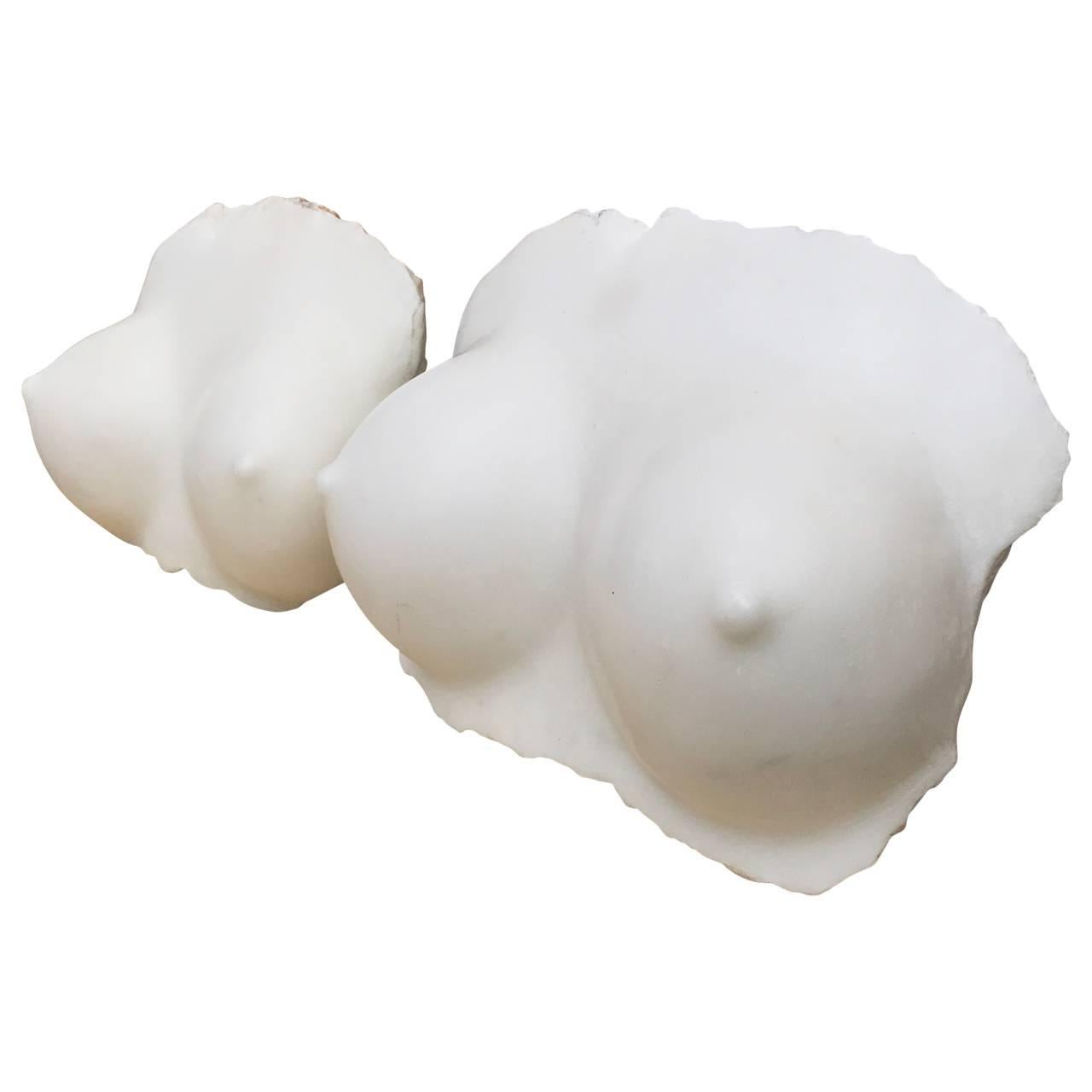 19th Century Marble Fragment Sculpture of Bosoms 4